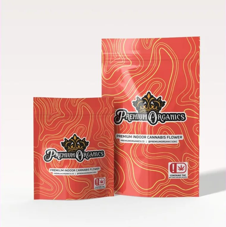 Premium Organics Sunset Coral eighth and larger bag